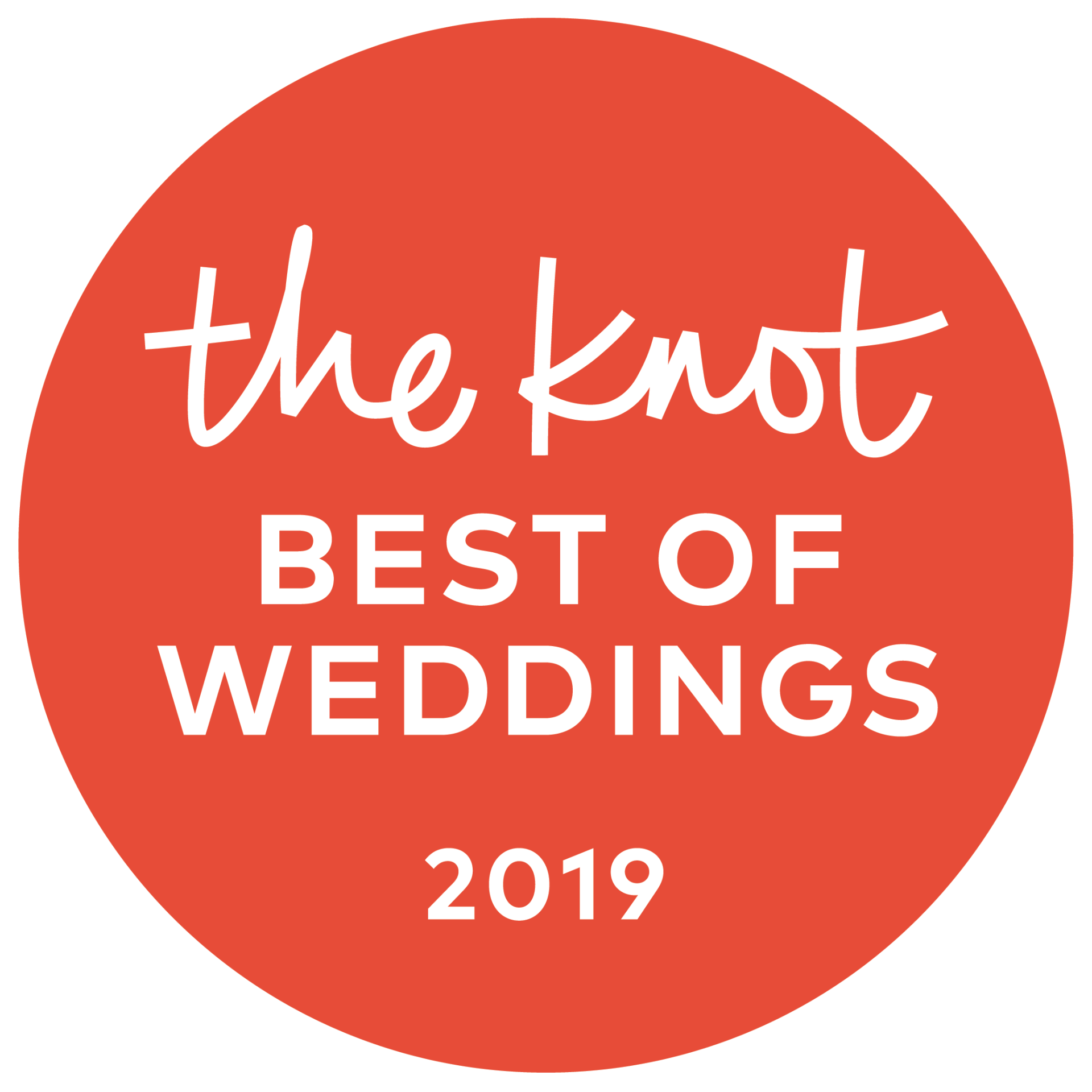 A red circle with the words `` the knot best of weddings '' written on it.