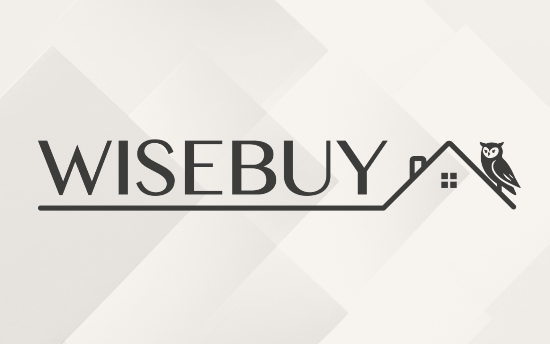 Logo for Wisebuy: text, house outline, and owl icon.