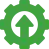 A green gear with a white arrow pointing up.