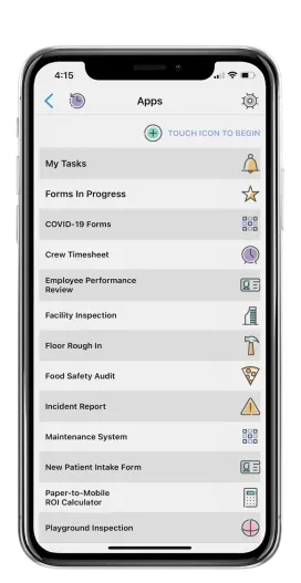 A cell phone with a list of apps on it