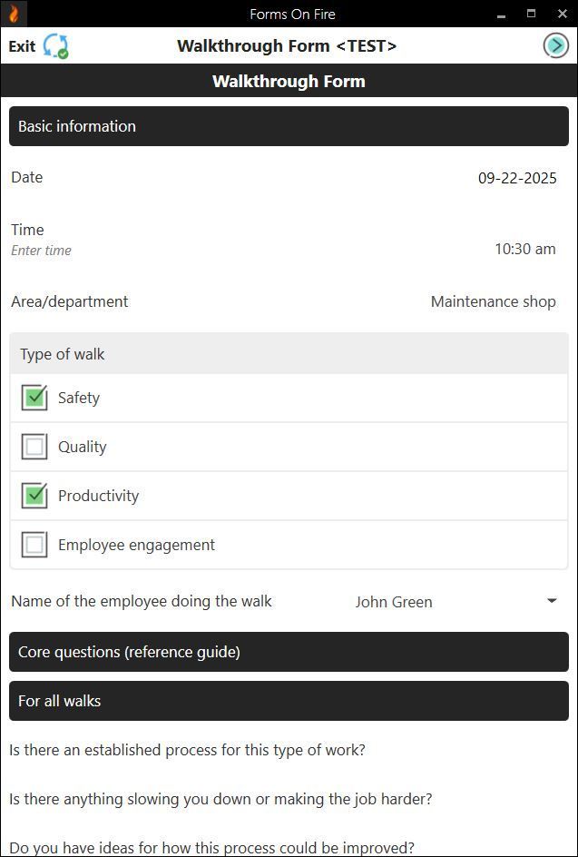 Gemba walk from screen 1.
