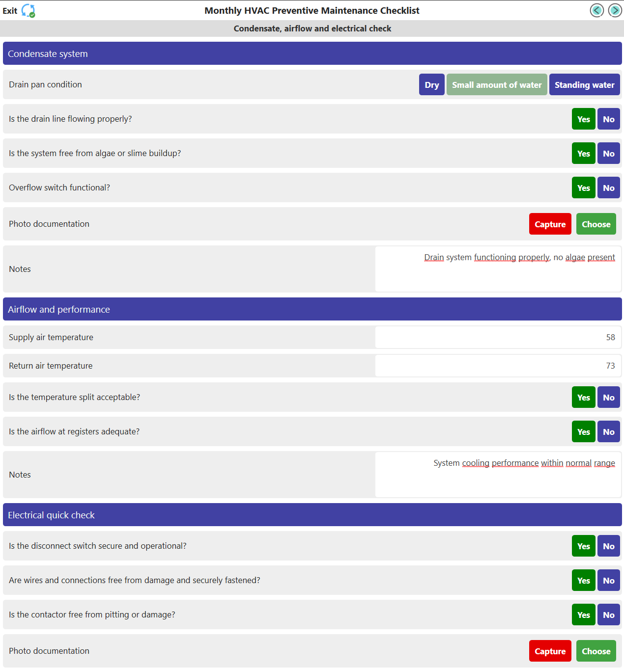 HVAC Maintenance Checklist screen 3.