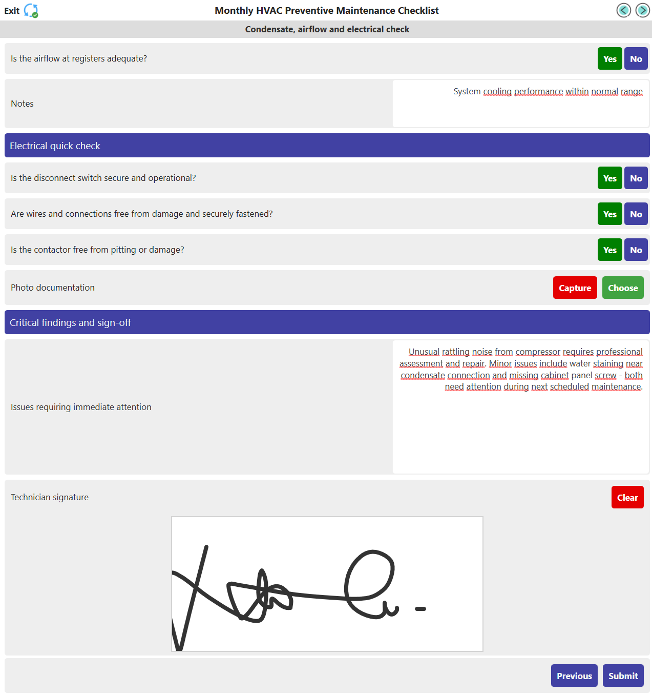 HVAC Maintenance Checklist screen 4.