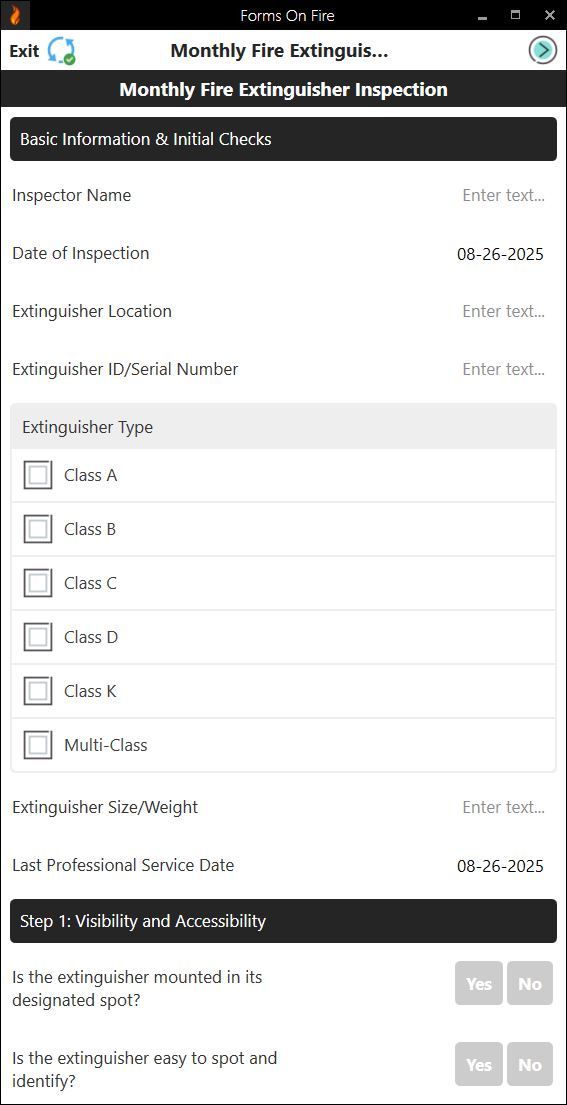 Monthly fire extinguisher inspection checklist part 1.