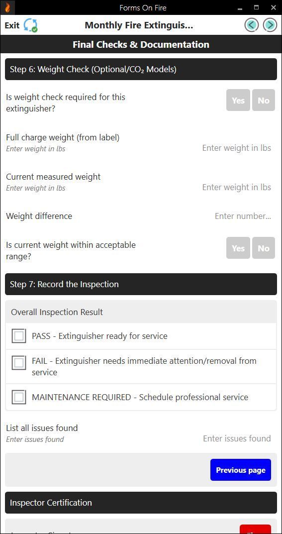 Monthly fire extinguisher inspection checklist part 4.