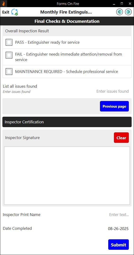 Monthly fire extinguisher inspection checklist part 5.