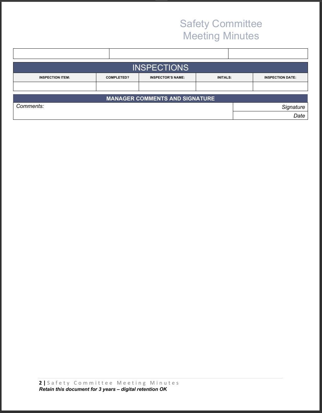 Safety Committee Minutes meeting template part 2.