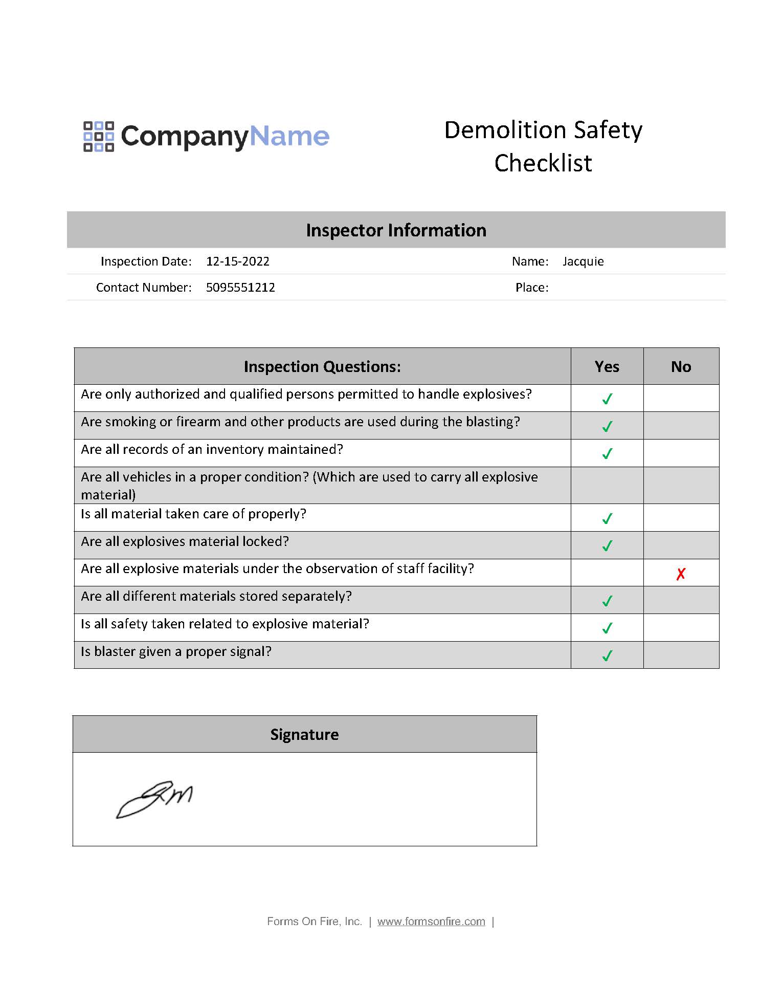 Demolition safety report example.