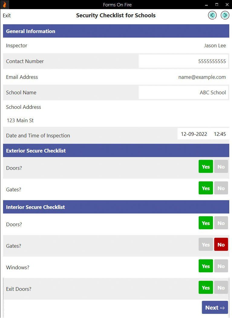 School security checklist example.