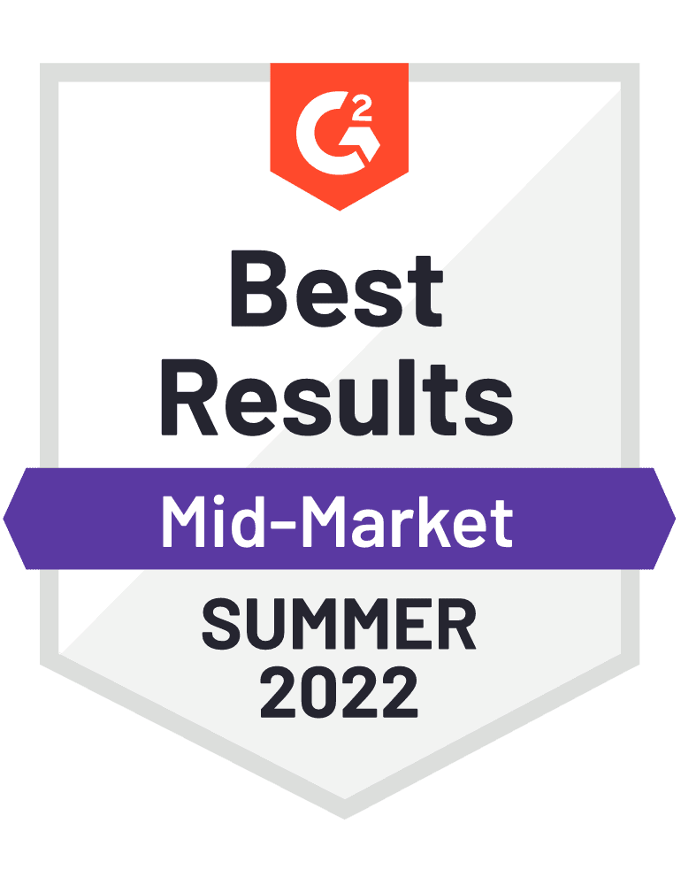 A badge that says `` best results mid-market summer 2022 ''