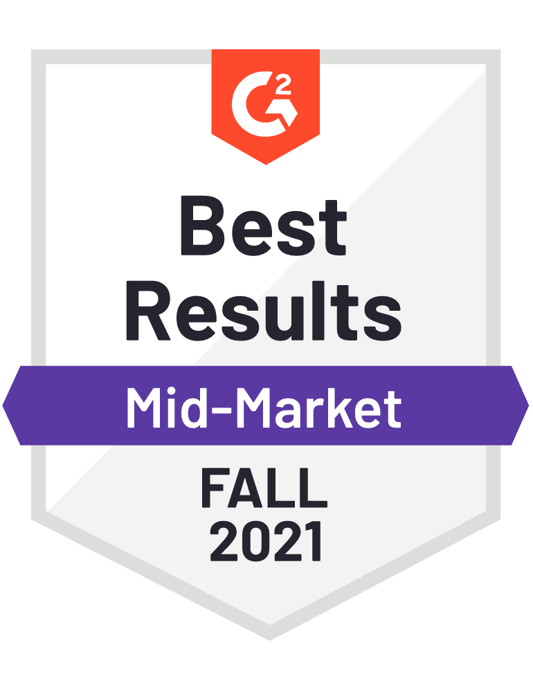 A badge that says `` best results mid-market fall 2021 ''