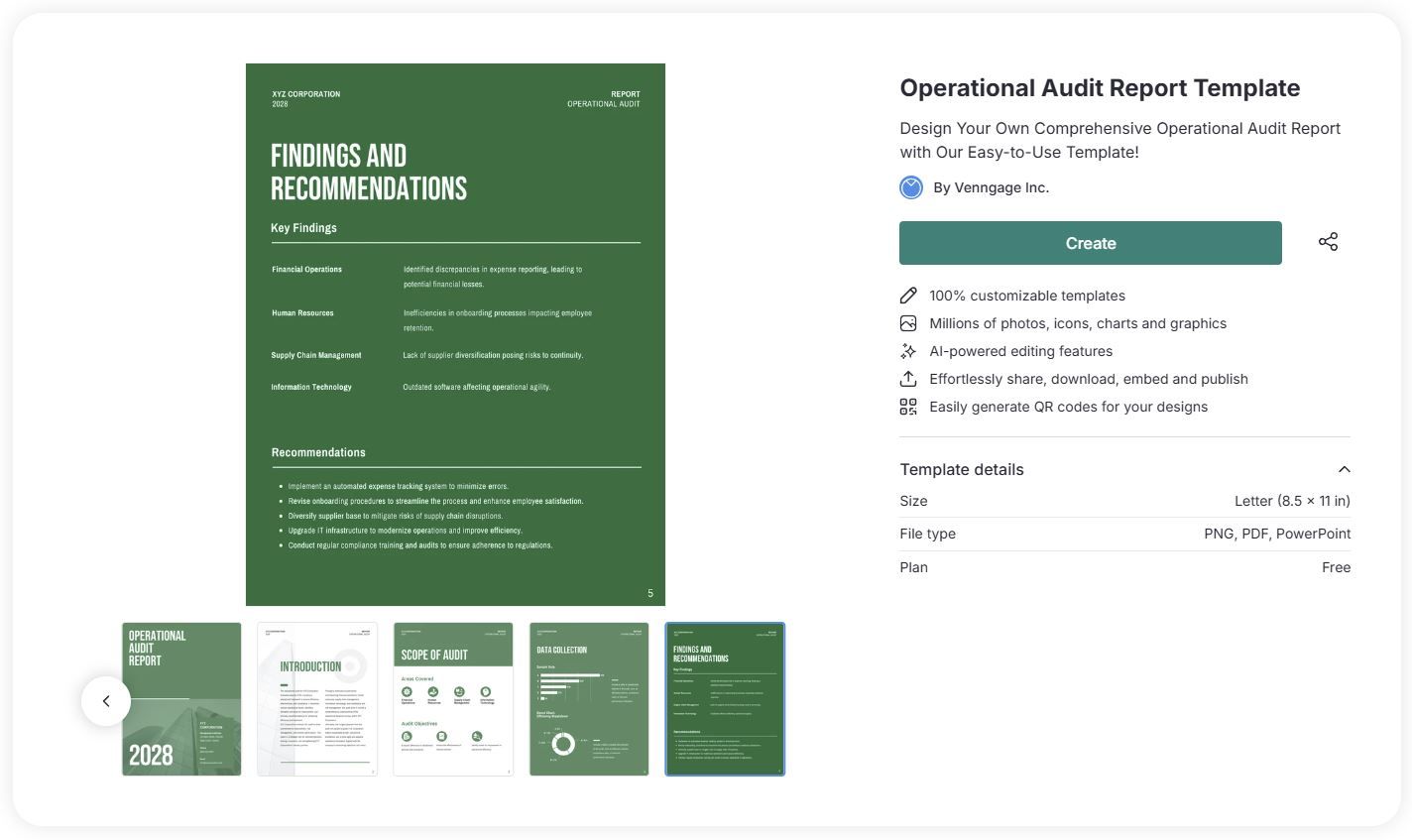 Operational audit report template from Venngage.