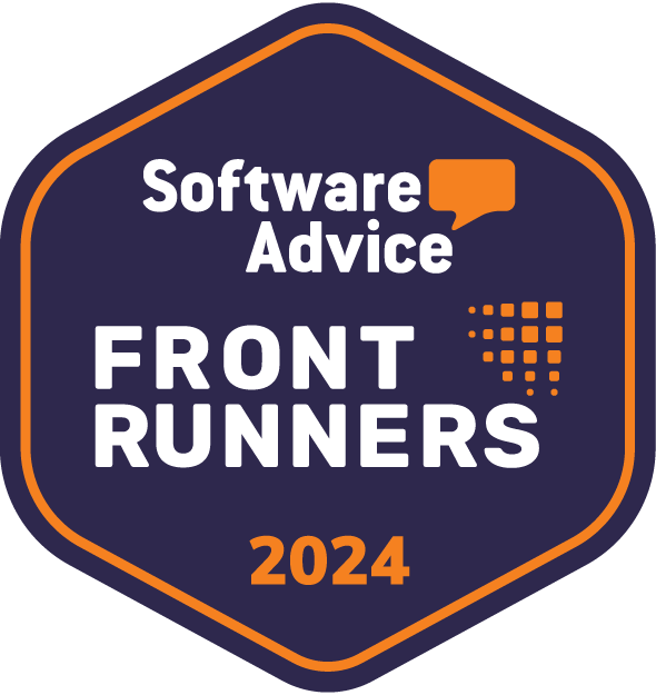 A sticker that says software advice front runners 2024