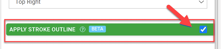 A screen shot of a website that says apply stroke outline beta