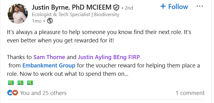 Ecologist testimonial for Embankment Group 