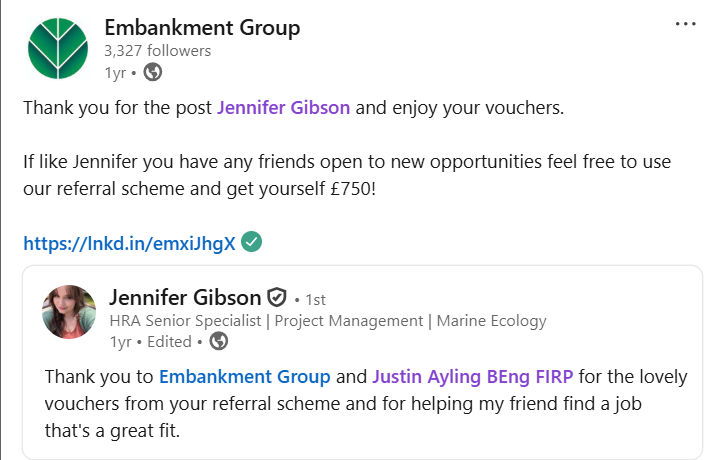 Ecologist testimonial for Embankment Group 