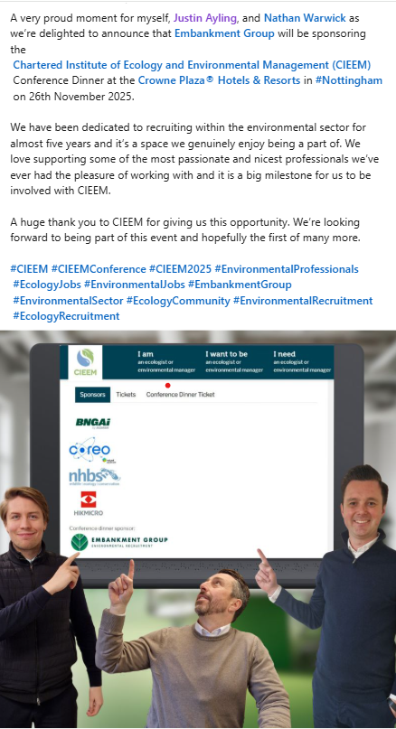 Embankment Group sponsoring CIEEM Conference Nottingham 2025