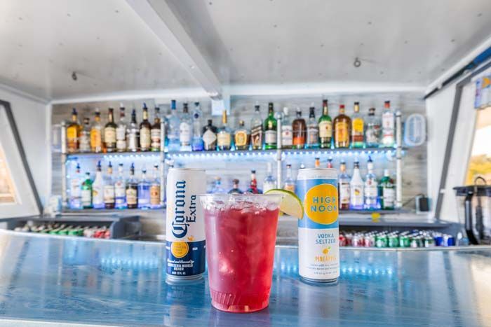 A bar with a drink in a glass