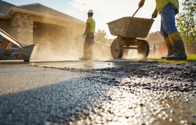 Workers Pouring Fresh Concrete
