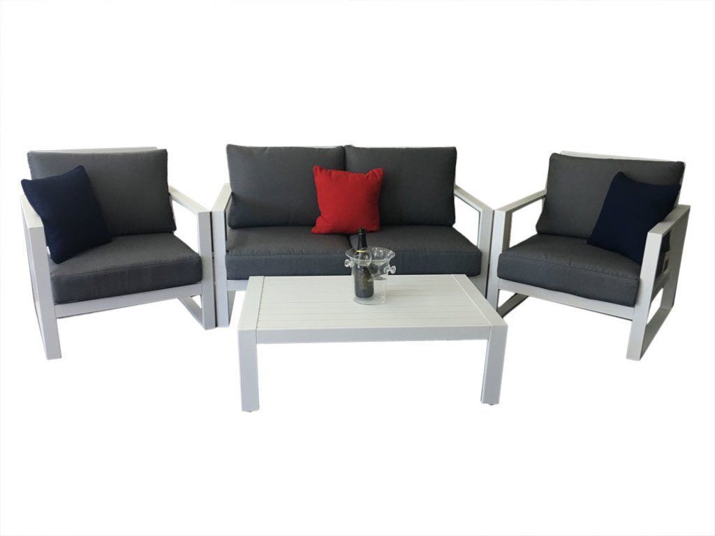 Outdoor Chairs and Table with Red Pillow — Gold Coast, QLD — Furniture N More