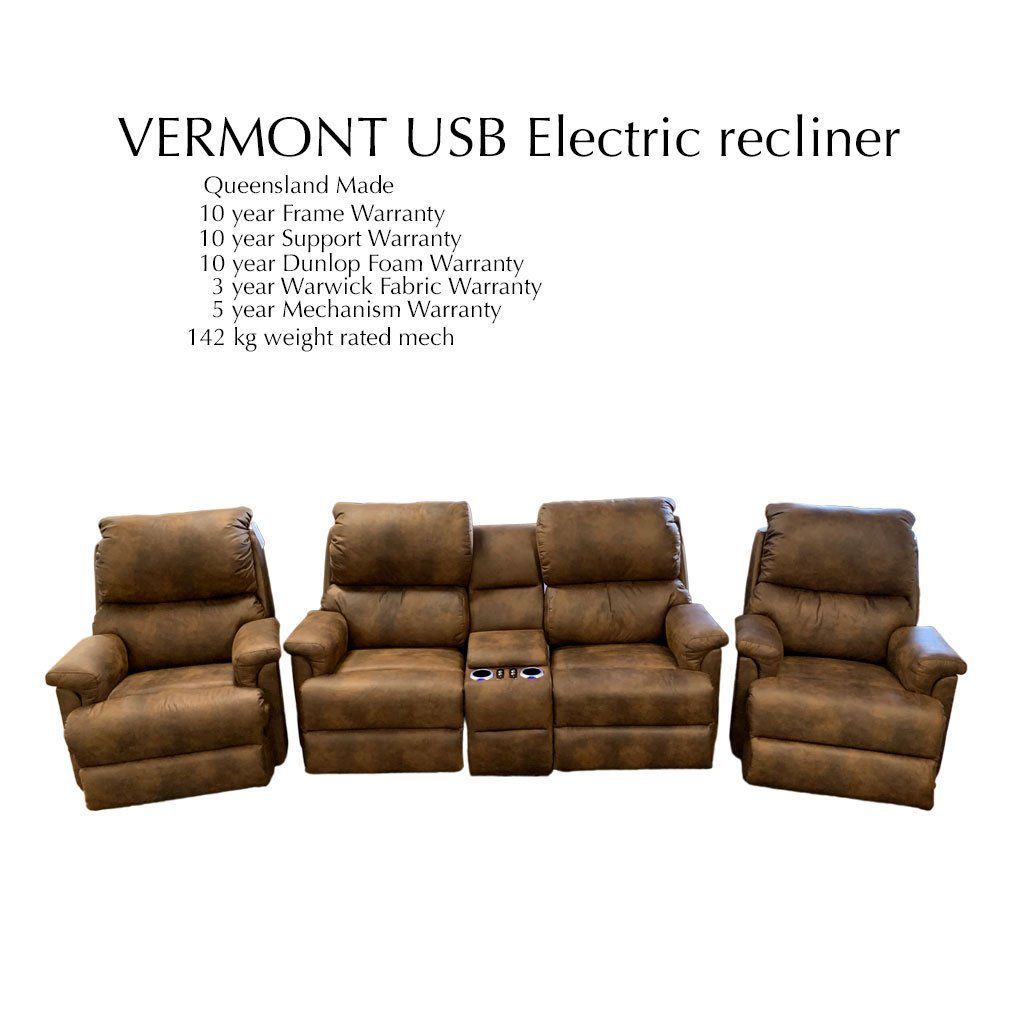 Vermont USB Electric Recliner — Gold Coast, QLD — Furniture N More