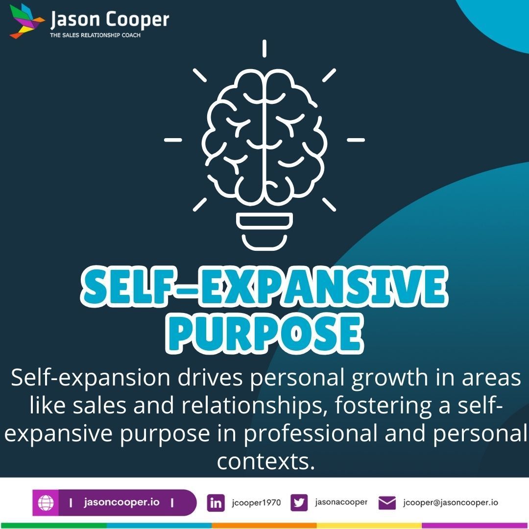 Self-expansion drives growth in sales and relationships, fostering purpose in both professional and personal 