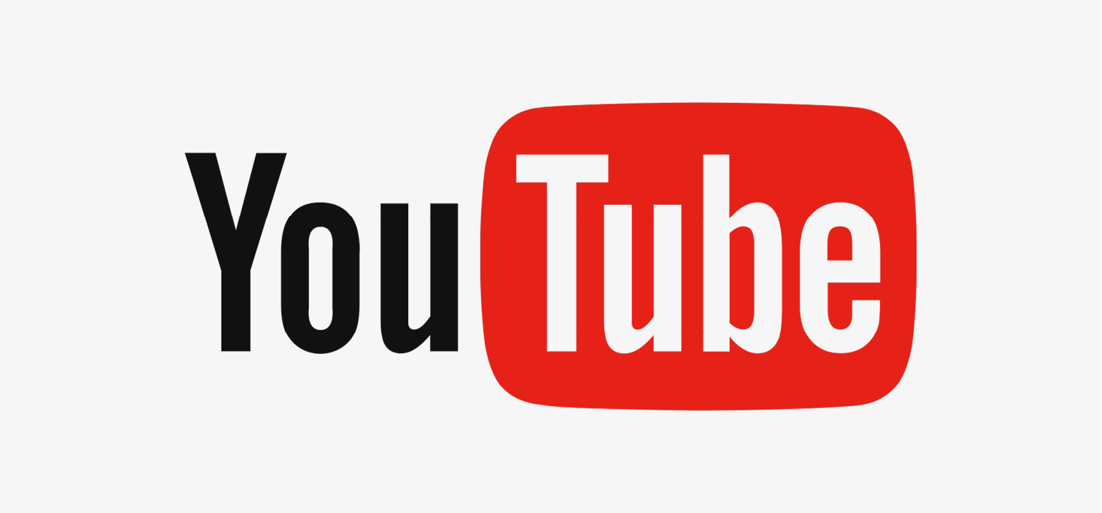 A red and white youtube logo on a white background