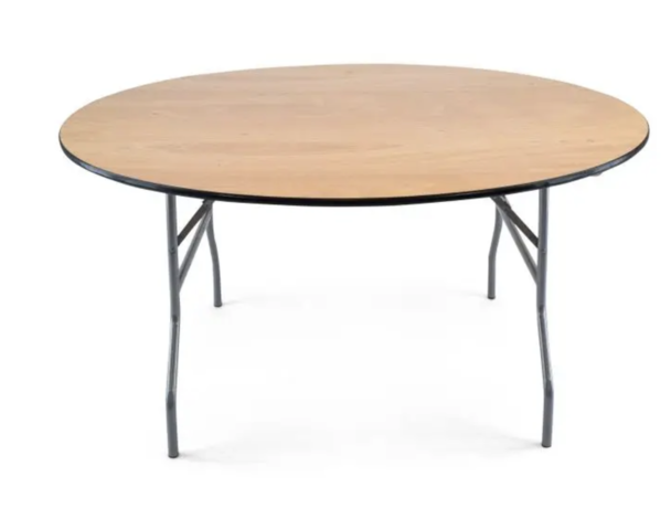 5 FT Round Wood Folding Table