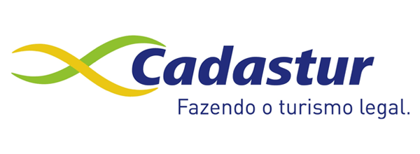 Cadastur logo: blue wordmark with a green and yellow infinity symbol;