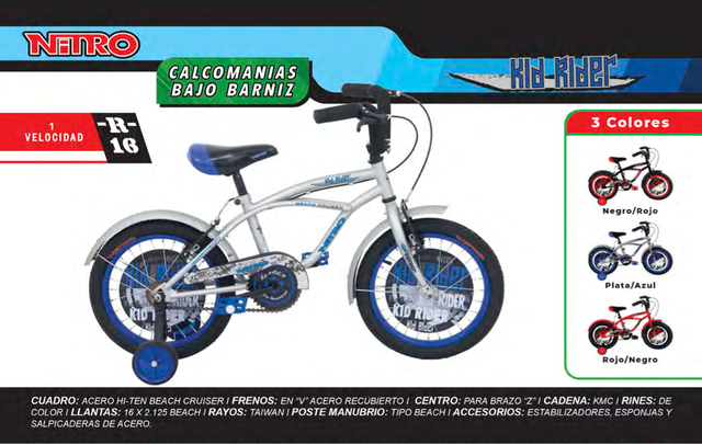 Bicicleta Infantil de Niño Nitro Kid Rider Super Boy