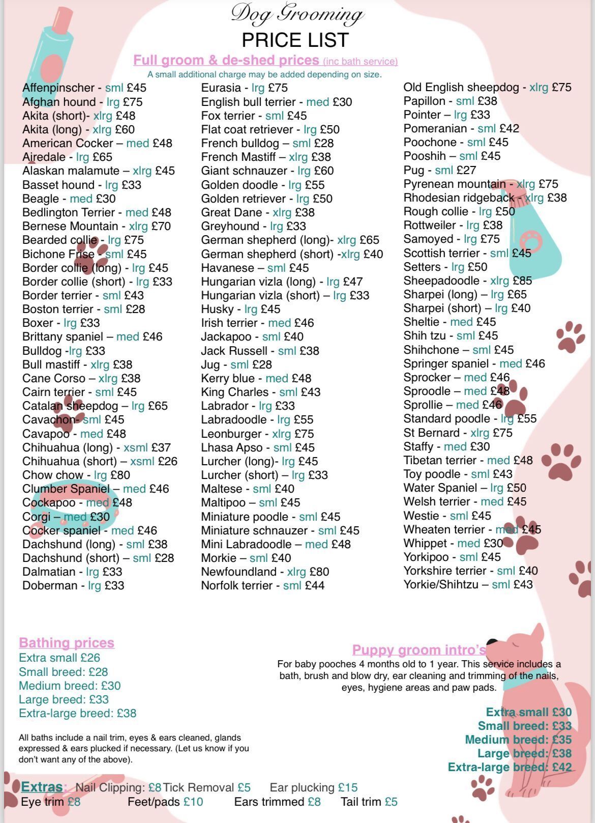 Price list