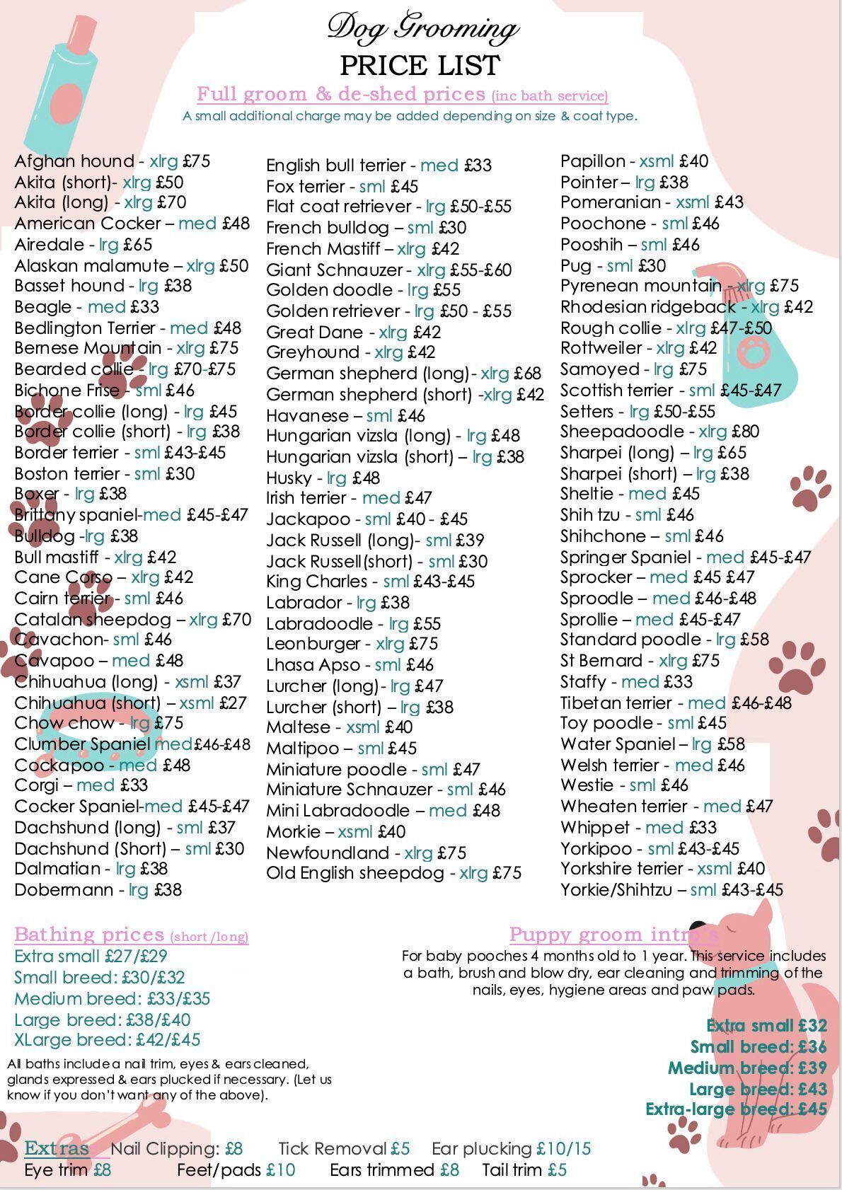 Price list
