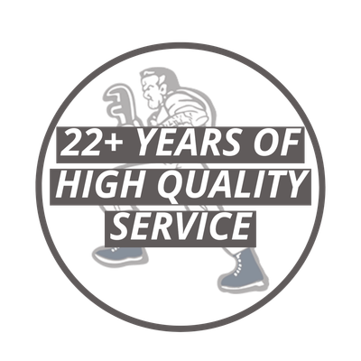 A logo for a company that has 22+ years of high quality service.