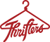 A red hanger with the word thrift on it.