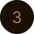 Dark brown circle with gold number 3.