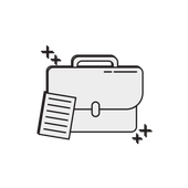 Briefcase and notepad, likely representing business or work.