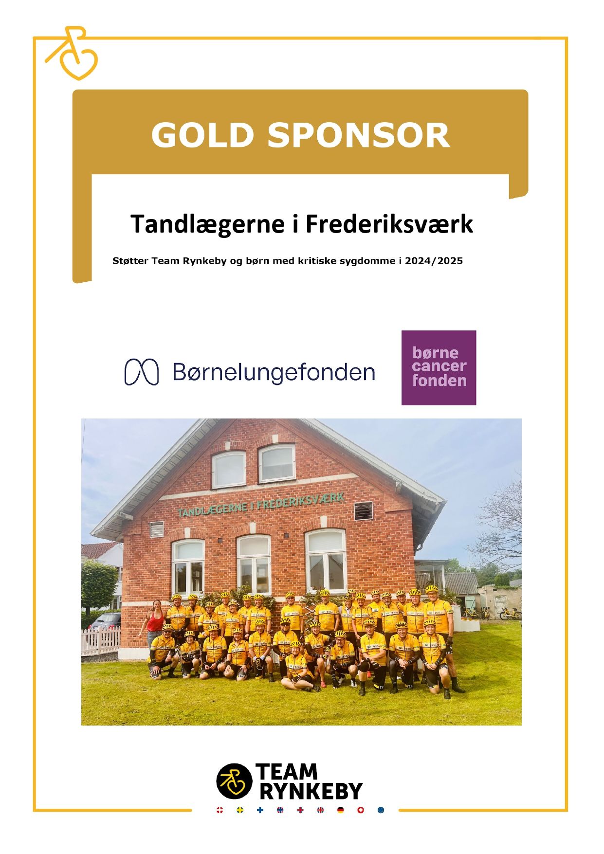 Guld Diplom Team Rynkeby Tandlægerne i Frederiksværk