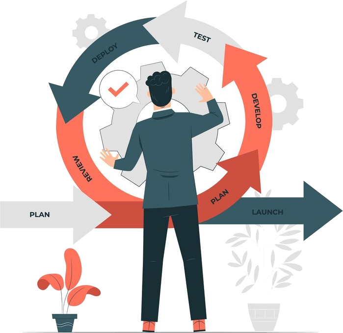 an under construction sign is next to a man on a ladder