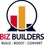 A logo for biz builders that says build boost convert