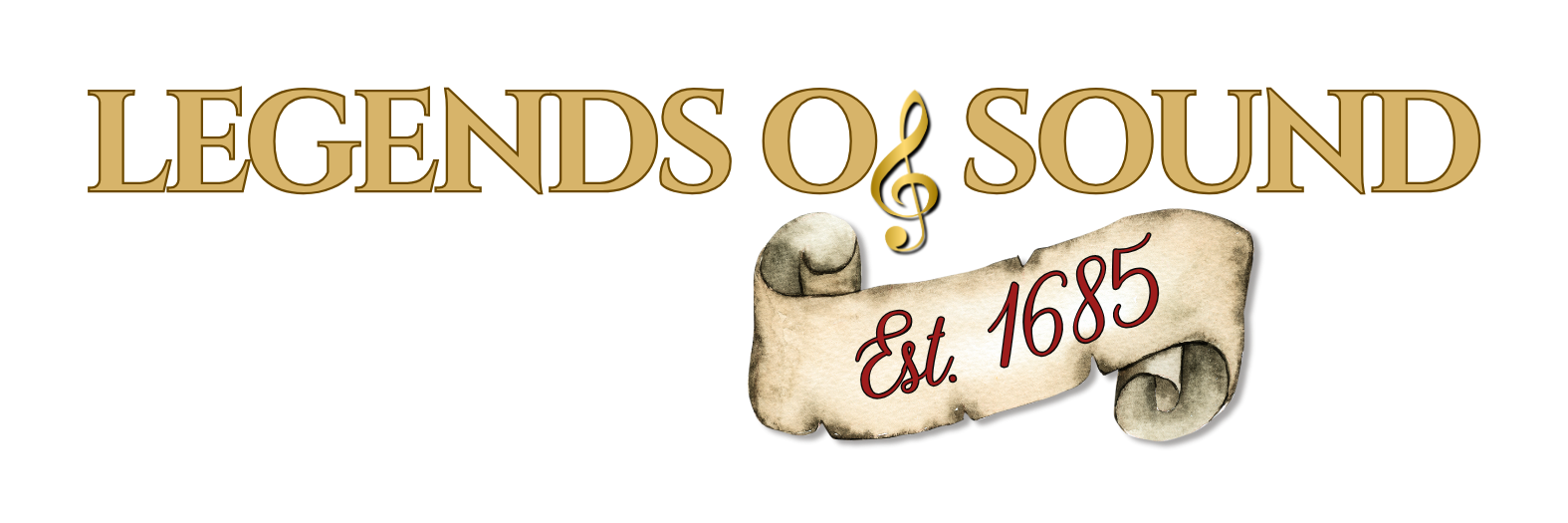Light Gold Legends of Sound text Logo with Est. 1685,