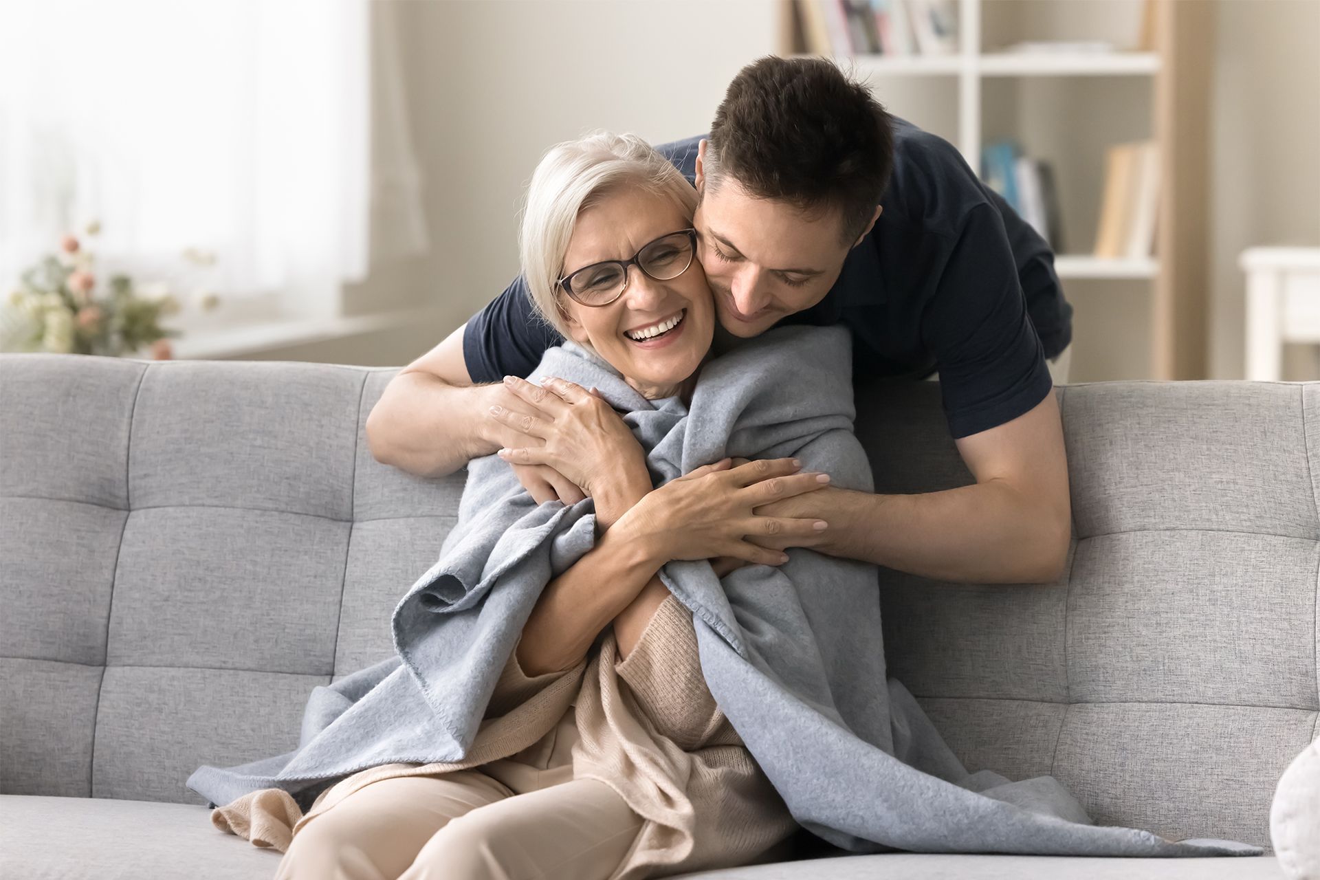 Happy Senior Woman With Her Son