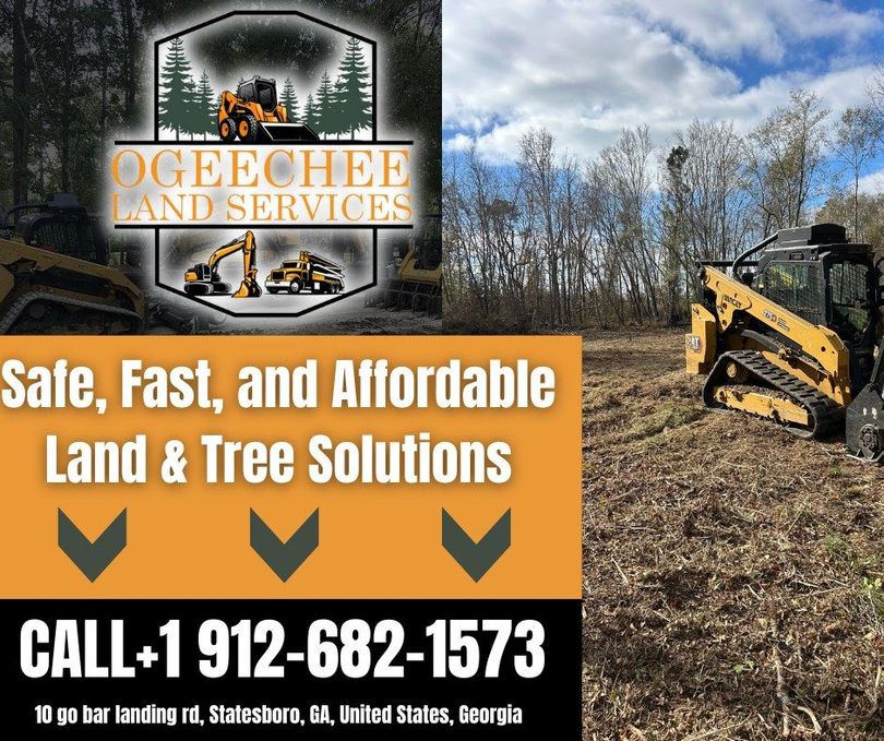 Two trucks are parked on the side of the road in a parking lot.