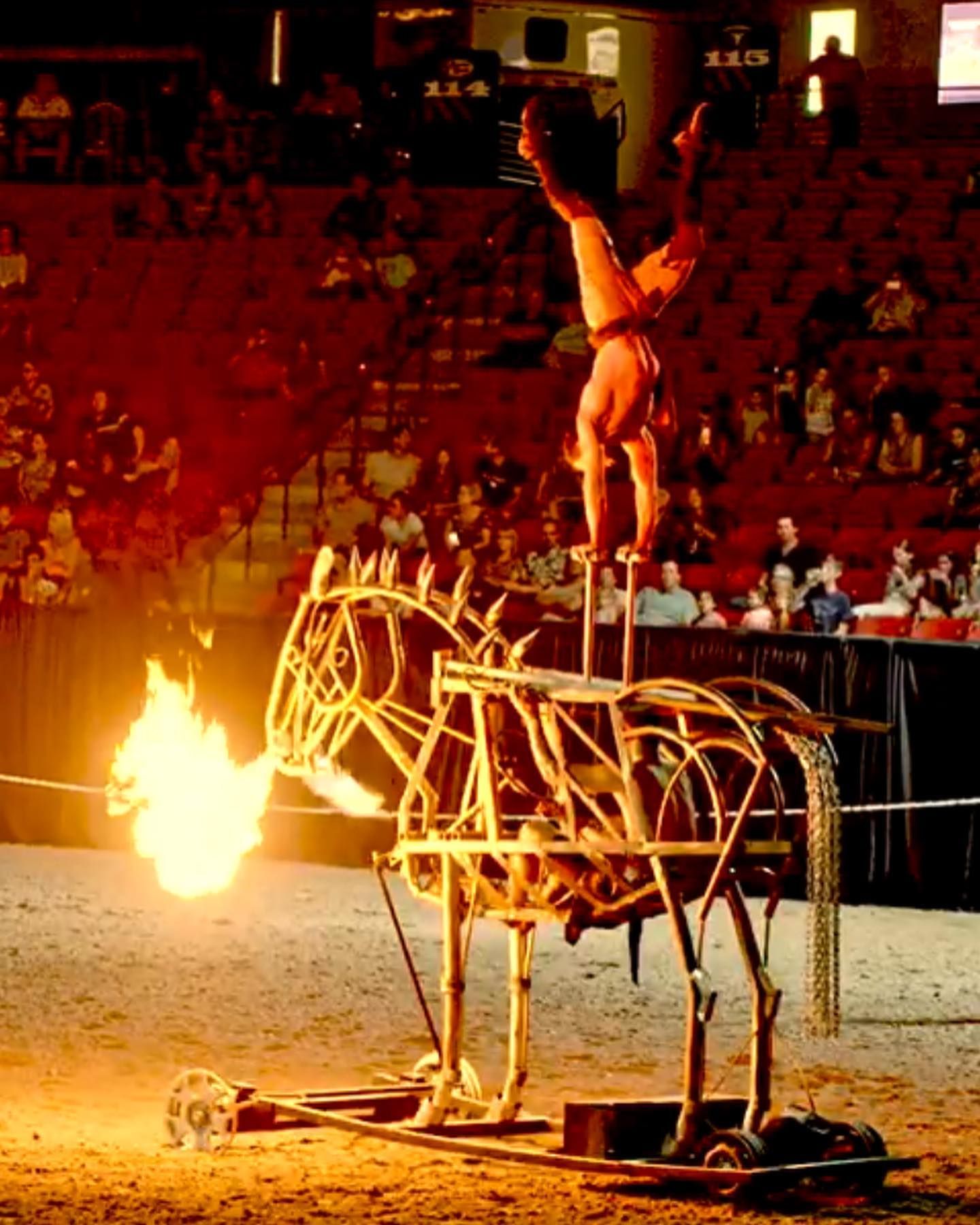 A skeleton horse with flames coming out of its mouth