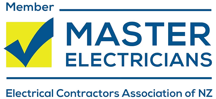 The logo for master electricians is a member of the electrical contractors association of nz.