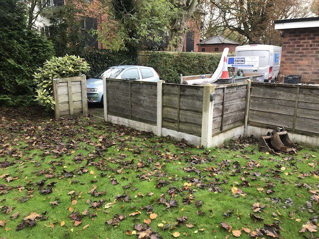 Work begins on a new patio with new fencing in Alderley Edge