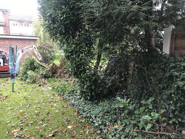 Work begins on a new patio with new fencing in Alderley Edge