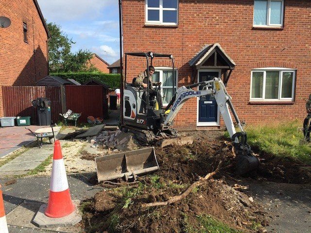 Work begins on a driveway in Huntington, Chester