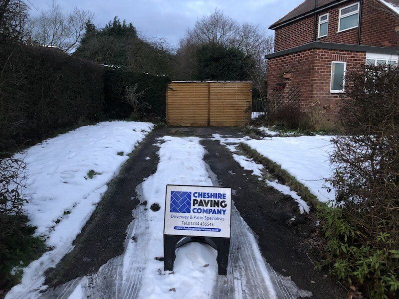 Before New block paved driveway by Cheshire Paving Company in Chelford, near Knutsford, Cheshire