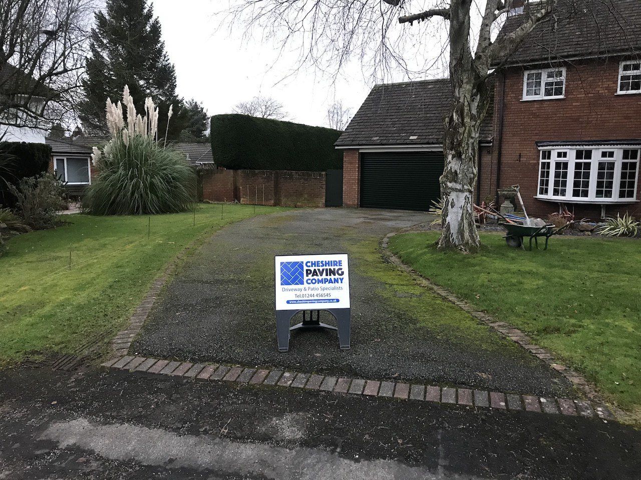 New driveway installation by Cheshire Paving Company about to begin.