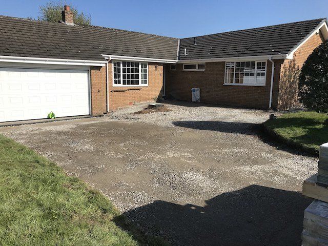 Before the new driveway installation at Cuddington near Northwich, Cheshire